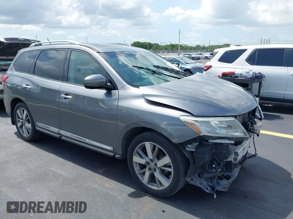 2015 Nissan Pathfinder Platinum with VIN 5N1AR2MMXFC668880, listed as a IAAI auction lot 42371231 with 101,173 mi miles and . Bid and sale history available at DreamBid. Image 1.