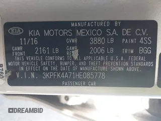2017 Kia Forte LX z VIN 3KPFK4A71HE085778, wystawiony jako IAAI lot #42009127 z przebiegiem 130 014 mil mil oraz . Historia ofert i sprzedaży dostępna na DreamBid. Obrazek 9.