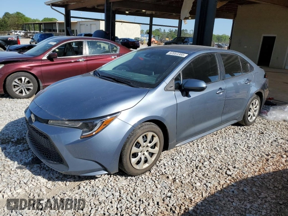 2021 Toyota Corolla LE with VIN 5YFEPMAE0MP150947, listed as a Copart auction lot 52053385 with 76,713 mi miles and Salvage Title. Bid and sale history available at DreamBid. Image 1.