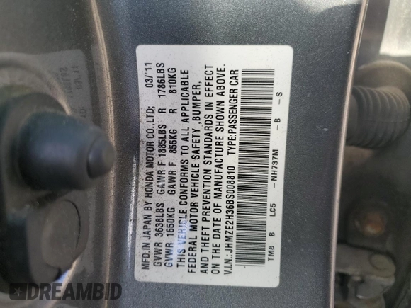 2011 Honda Insight with VIN JHMZE2H36BS008810, listed as a Copart auction lot 88222755 with 221,644 mi miles and Clean title. Bid and sale history available at DreamBid. Image 12.