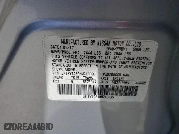 2017 Infiniti Q70 3.7 z VIN JN1BY1AP9HM740835, wystawiony jako Copart lot #57183645 z przebiegiem 122 722 mil mil oraz Szkoda całkowita • Salvage title. Historia ofert i sprzedaży dostępna na DreamBid. Obrazek 13.