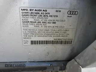 2018 Audi Q5 Premium Plus with VIN WA1BNAFY0J2143429, listed as a Copart auction lot 50757795 with 143,814 mi miles and Non Repairable. Bid and sale history available at carsss.com. Image 13.