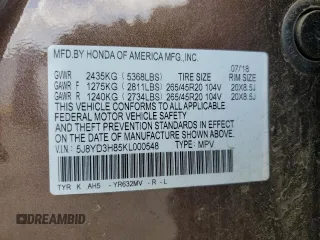 2019 Acura MDX Advance with VIN 5J8YD3H85KL000548, listed as a Copart auction lot 53649495 with 159,229 mi miles and Salvage title. Bid and sale history available at DreamBid. Image 13.