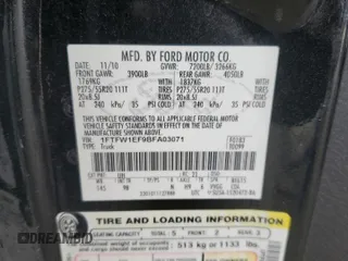 2011 Ford F-150 XL with VIN 1FTFW1EF9BFA03071, listed as a Copart auction lot 50087075 with 206,369 mi miles and Salvage Title. Bid and sale history available at carsss.com. Image 12.