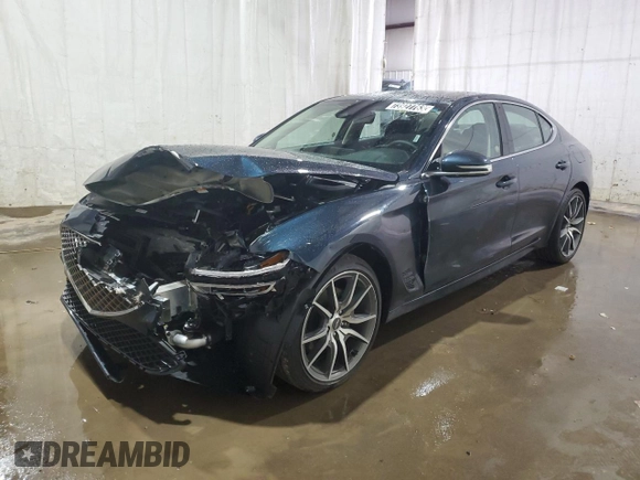 2023 Genesis G70 2.0T with VIN KMTG34TA5PU126988, listed as a Copart auction lot 73927763 with 7,649 mi miles and Clean Title. Bid and sale history available at DreamBid. Image 1.