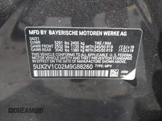 2021 BMW X4 xDrive30i z VIN 5UX2V1C02M9G88260, wystawiony jako IAAI lot #41991270 z przebiegiem 48 817 mil mil oraz . Historia ofert i sprzedaży dostępna na DreamBid. Obrazek 9.