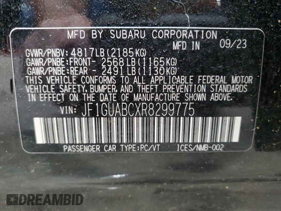 2024 Subaru Impreza with VIN JF1GUABCXR8299775, listed as a Copart auction lot 56345354 with 3,680 mi miles and Salvage Title. Bid and sale history available at carsss.com. Image 14.