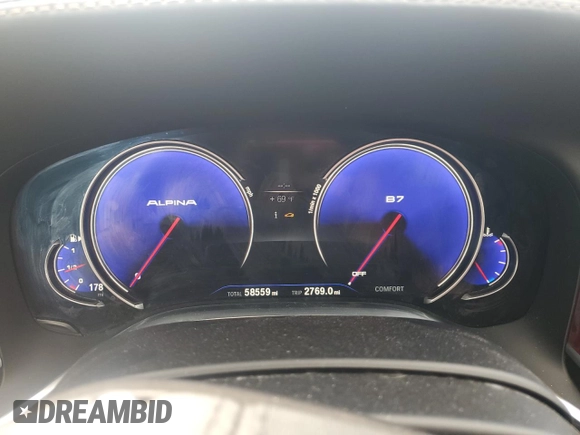 2019 BMW 7 Series with VIN WBA7F2C13KB242430, listed as a Copart auction lot 55525835 with 58,559 mi miles and Salvage title. Bid and sale history available at DreamBid. Image 9.