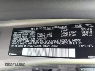 2012 Volvo XC60 3.2L with VIN YV4952DZ8C2259936, listed as a IAAI auction lot 42552168 with 115,344 mi miles and . Bid and sale history available at DreamBid. Image 9.