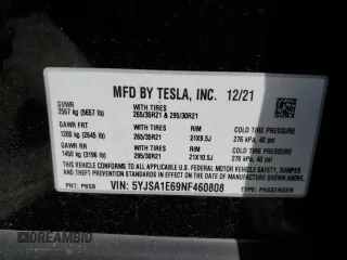 2022 Tesla Model S Plaid with VIN 5YJSA1E69NF460808, listed as a Copart auction lot 48766764 with 12,836 mi miles and Salvage Title. Bid and sale history available at DreamBid. Image 13.