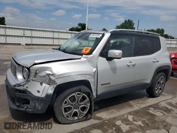 2015 Jeep Renegade Limited z VIN ZACCJBDT2FPB81423, wystawiony jako Copart lot #59581385 z przebiegiem 50 987 mil mil oraz Szkoda całkowita • Salvage title. Historia ofert i sprzedaży dostępna na DreamBid. Obrazek 1.