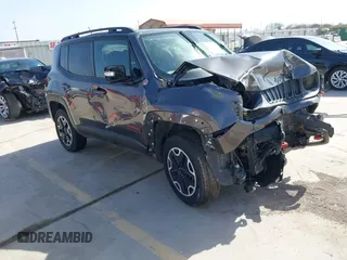 2016 Jeep Renegade Trailhawk with VIN ZACCJBCT9GPD44524, listed as a IAAI auction lot 41729209 with 96,619 mi miles and . Bid and sale history available at carsss.com. Image 1.