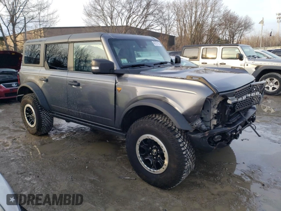 2022 Ford Bronco with VIN 1FMEE5DP3NLB87781, listed as a Copart auction lot 45737175 with 39,760 mi miles and Salvage title. Bid and sale history available at DreamBid. Image 4.