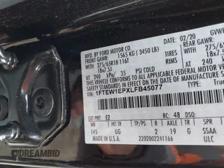 2020 Ford F-150 XL with VIN 1FTEW1EPXLFB45077, listed as a IAAI auction lot 41439956 with 47,523 mi miles and . Bid and sale history available at carsss.com. Image 9.