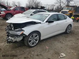 2021 Acura TLX w/Technology Package with VIN 19UUB6F45MA011831, listed as a Copart auction lot 46622925 with 51,058 mi miles and Salvage Title. Bid and sale history available at carsss.com. Image 1.