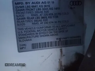 2019 Audi Q7 Prestige z VIN WA1VAAF71KD030692, wystawiony jako Copart lot #84958034 z przebiegiem 90 821 mil mil oraz Szkoda całkowita • Salvage title. Historia ofert i sprzedaży dostępna na DreamBid. Obrazek 15.