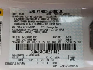 2018 Lincoln MKZ Reserve with VIN 3LN6L5FC3JR621813, listed as a Copart auction lot 47445483 with 49,914 mi miles and . Bid and sale history available at DreamBid. Image 13.