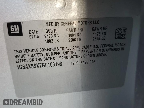 2016 Cadillac CTS Luxury Collection AWD with VIN 1G6AX5SX7G0103193, listed as a Copart auction lot 61808174 with 104,129 mi miles and Clean Title. Bid and sale history available at DreamBid. Image 12.