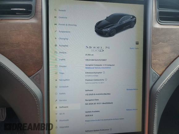 2018 Tesla Model S 75D with VIN 5YJSA1E2XJF272807, listed as a Copart auction lot 51968695 with 21,156 mi miles and Non repairable. Bid and sale history available at DreamBid. Image 9.