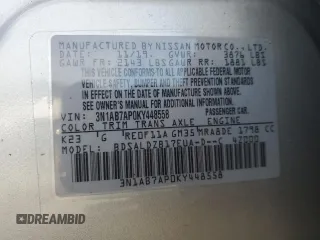 2019 Nissan Sentra SV with VIN 3N1AB7AP0KY448558, listed as a Copart auction lot 55517165 with 126,033 mi miles and Clean Title. Bid and sale history available at carsss.com. Image 12.