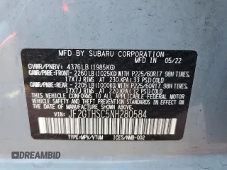 2022 Subaru Crosstrek Special Sports z VIN JF2GTHSC5NH280584, wystawiony jako Copart lot #57972645 z przebiegiem 8 385 mil mil oraz Szkoda całkowita • Salvage title. Historia ofert i sprzedaży dostępna na DreamBid. Obrazek 14.