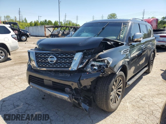 2019 Nissan Armada Platinum with VIN JN8AY2NE1K9756596, listed as a Copart auction lot 52228374 with Not Provided miles and Salvage Title. Bid and sale history available at carsss.com. Image 1.