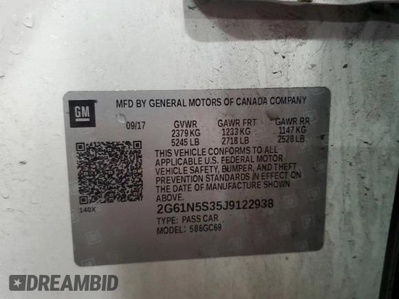 2018 Cadillac XTS Luxury with VIN 2G61N5S35J9122938, listed as a Copart auction lot 48697025 with 94,806 mi miles and Salvage title. Bid and sale history available at DreamBid. Image 13.