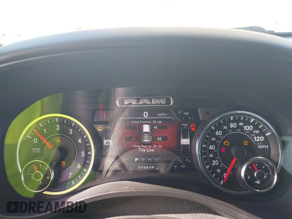 2020 Ram 1500 Big Horn with VIN 1C6SRFFT8LN397491, listed as a IAAI auction lot 42543417 with 74,639 mi miles and . Bid and sale history available at DreamBid. Image 7.
