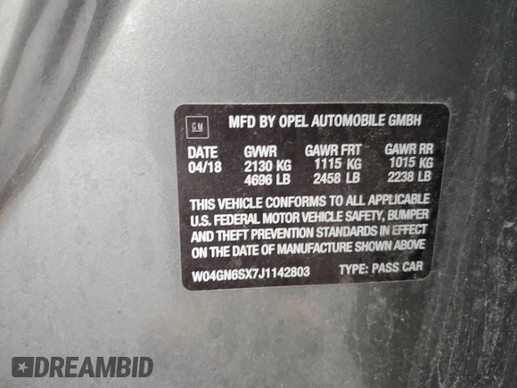 2018 Buick Regal with VIN W04GN6SX7J1142803, listed as a Copart auction lot 80958504 with 52,613 mi miles and Salvage Title. Bid and sale history available at DreamBid. Image 12.