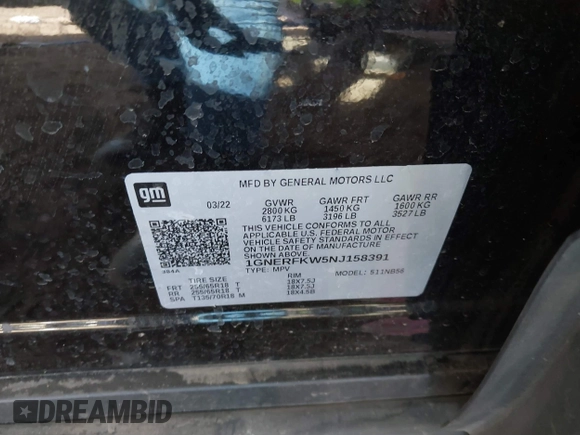 2022 Chevrolet Traverse LS with VIN 1GNERFKW5NJ158391, listed as a IAAI auction lot 41287326 with 28,660 mi miles and . Bid and sale history available at DreamBid. Image 9.