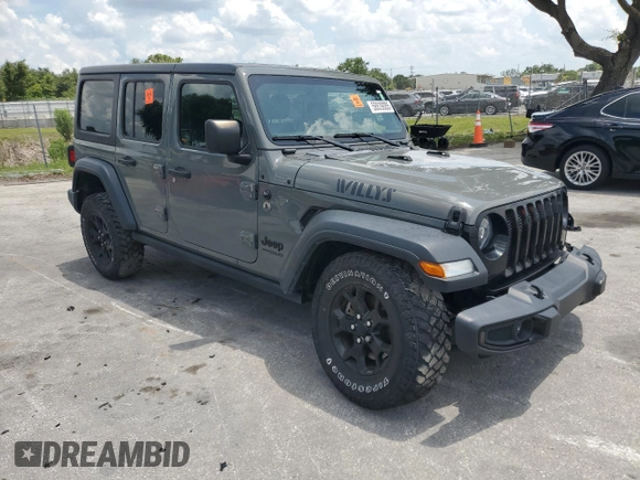 2020 Jeep Wrangler Unlimited Willys with VIN 1C4HJXDN7LW337975, listed as a Copart auction lot 58839085 with Not provided miles and Non repairable. Bid and sale history available at DreamBid. Image 4.