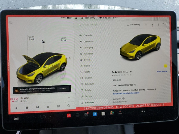 2024 Tesla Model Y with VIN 7SAYGDED5RF093410, listed as a Copart auction lot 50557225 with 6,396 mi miles and Salvage Title. Bid and sale history available at DreamBid. Image 9.