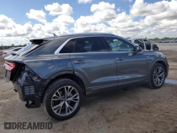 2021 Audi Q8 Premium Plus with VIN WA1EVAF17MD039755, listed as a Copart auction lot 46700145 with 21,823 mi miles and Salvage Title. Bid and sale history available at carsss.com. Image 3.
