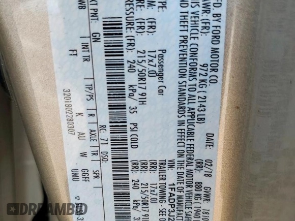 2018 Ford Focus Titanium z VIN 1FADP3J26JL279443, wystawiony jako Copart lot #58837435 z przebiegiem 136 538 mil mil oraz Szkoda całkowita • Salvage title. Historia ofert i sprzedaży dostępna na DreamBid. Obrazek 13.
