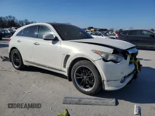 2015 Infiniti QX70 with VIN JN8CS1MU6FM381563, listed as a Copart auction lot 45113595 with 199,694 mi miles and Salvage title. Bid and sale history available at DreamBid. Image 4.
