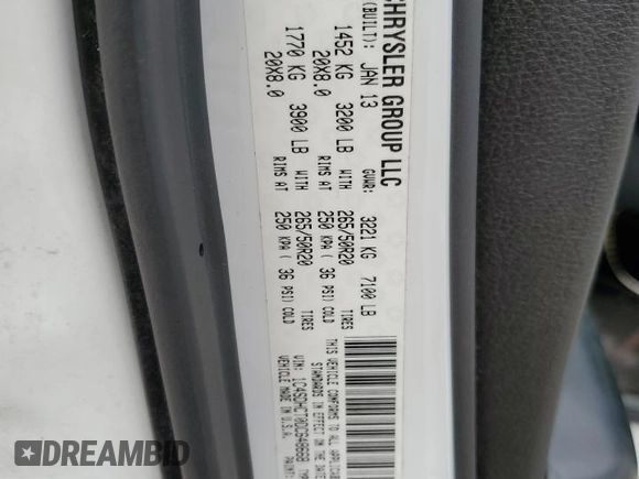 2013 Dodge Durango R/T with VIN 1C4SDHCT0DC648668, listed as a Copart auction lot 83211194 with 149,649 mi miles and Salvage title. Bid and sale history available at DreamBid. Image 13.