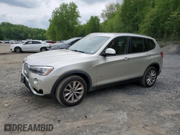 2015 BMW X3 xDrive28i with VIN 5UXWX9C5XF0D60582, listed as a Copart auction lot 56745305 with 77,376 mi miles and Salvage Title. Bid and sale history available at DreamBid. Image 1.