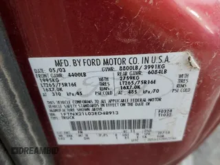 2003 Ford F-250 XL z VIN 1FTNX21L03ED48913, wystawiony jako Copart lot #54708035 z przebiegiem 172 963 mil mil oraz Czysty tytuł • Clean title. Historia ofert i sprzedaży dostępna na DreamBid. Obrazek 12.
