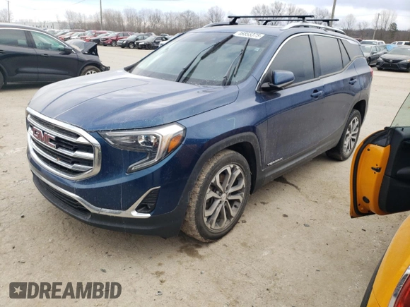 2020 GMC Terrain SLT with VIN 3GKALVEX1LL104944, listed as a Copart auction lot 46855375 with 82,783 mi miles and Salvage title. Bid and sale history available at DreamBid. Image 1.