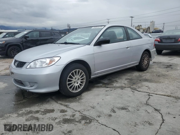 2005 Honda Civic Cpe LX with VIN 1HGEM22555L067702, listed as a Copart auction lot 48069335 with 152,838 mi miles and Salvage Title. Bid and sale history available at carsss.com. Image 1.