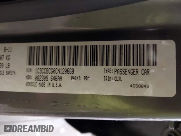 2012 Chrysler 200 Limited with VIN 1C3CCBCG0CN120868, listed as a IAAI auction lot 41927953 with 178,897 mi miles and . Bid and sale history available at DreamBid. Image 9.