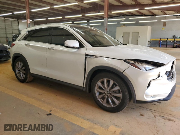 2020 Infiniti QX50 Luxe with VIN 3PCAJ5M38LF101201, listed as a Copart auction lot 53521305 with 74,448 mi miles and Salvage title. Bid and sale history available at DreamBid. Image 4.