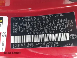 2025 Toyota Camry LE с VIN 4T1DBADK0SU000651, выставлен на аукционе IAAI как лот 42042380 с пробегом 8 793 миль миль и . История ставок и продаж доступна на DreamBid. Изображение 9.