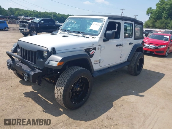 2018 Jeep Wrangler Unlimited Sport S with VIN 1C4HJXDG7JW150038, listed as a IAAI auction lot 42519194 with 113,300 mi miles and . Bid and sale history available at DreamBid. Image 2.