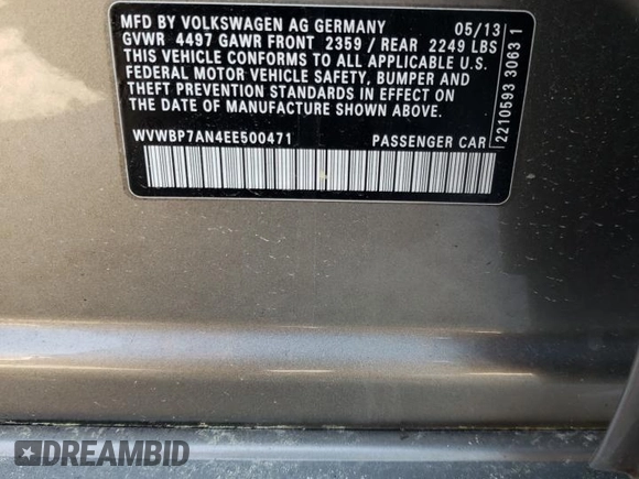 2014 Volkswagen CC R-Line with VIN WVWBP7AN4EE500471, listed as a Copart auction lot 52426655 with 169,665 mi miles and Clean Title. Bid and sale history available at carsss.com. Image 13.