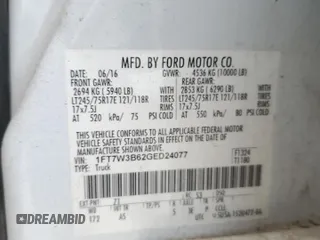 2016 Ford F-350 Platinum z VIN 1FT7W3B62GED24077, wystawiony jako Copart lot #82632504 z przebiegiem 102 820 mil mil oraz Szkoda całkowita • Salvage title. Historia ofert i sprzedaży dostępna na DreamBid. Obrazek 14.