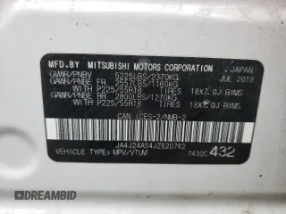 2018 Mitsubishi Outlander SEL with VIN JA4J24A54JZ620762, listed as a Copart auction lot 53100985 with 137,096 mi miles and Salvage title. Bid and sale history available at DreamBid. Image 12.