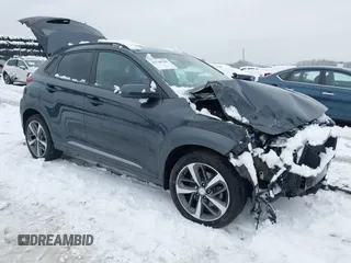 2019 Hyundai Kona Limited with VIN KM8K3CA5XKU382654, listed as a IAAI auction lot 41548709 with 82,089 mi miles. Bid and sale history available at carsss.com. Image 1.
