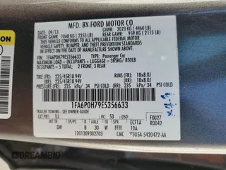 2014 Ford Fusion SE with VIN 1FA6P0H79E5356633, listed as a Copart auction lot 48071295 with 175,957 mi miles and Salvage Title. Bid and sale history available at DreamBid. Image 12.