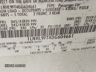 2013 Lincoln MKS EcoBoost with VIN 1LNHL9FT4DG604661, listed as a IAAI auction lot 42211781 with 134,902 mi miles and . Bid and sale history available at DreamBid. Image 9.